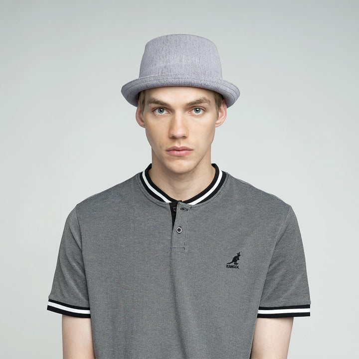 Kangol Mowbray Pork Pie Stoffhut Sommerhut Musikerhut Trendhut Bambushut S Grau, S Grau