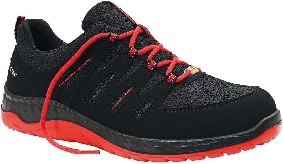 ELTEN Sicherheitsschuhe Maddox Black-red Low ESD S3S, Damen und Herren, Textil, Stahlkappe, leicht,
