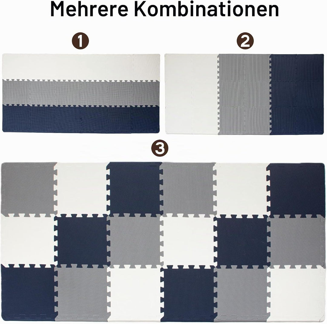 Mocosy 1 'x 1' (30 cm x 30 cm ）ineinandergreifende Fussmatten | weiche Schaummatte | Spielmatte | Gy