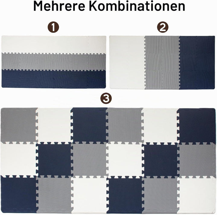 Mocosy 1 'x 1' (30 cm x 30 cm ）ineinandergreifende Fussmatten | weiche Schaummatte | Spielmatte | Gy