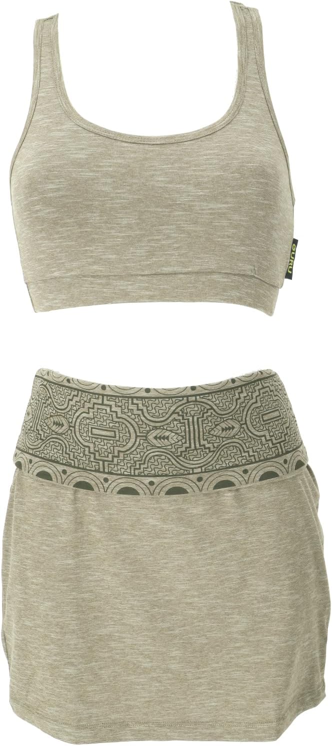 GURU SHOP Minirock aus Bio-Baumwolle, Organic Yoga Rock, Damen 38 Helles Olivgrün, 38 Helles Olivgrü