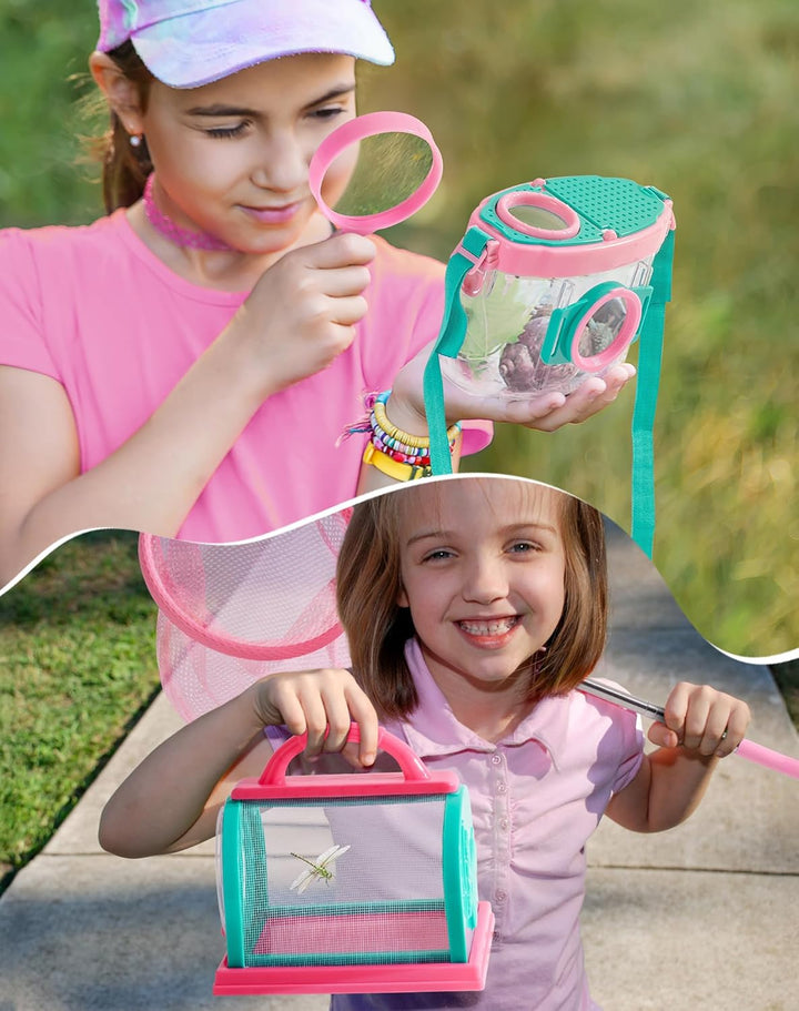 ROBOTIME Kinder Entdecker Kit, mit Insektennetz, Lupe, Insektenbeobachter, Schmetterlingsnetz, Outdo