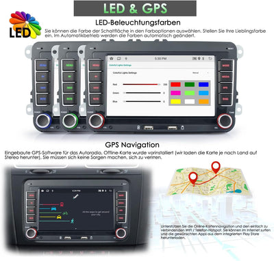 iFreGo 7 Zoll DAB Radio Für VW Golf, Skoda und Seat, Android 13 Autoradio Bluetooth,Carplay, Doppel