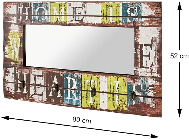 HAKU Möbel Wandgarderobe, MDF, Motiv-vintage, B 80 x T 10 x H 52 cm 80 x 10 x 52 cm, 80 x 10 x 52 cm