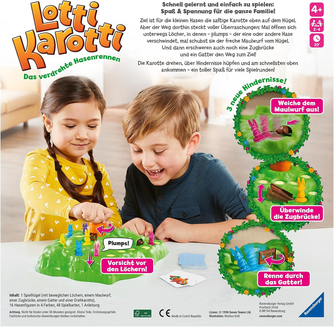 Ravensburger Kinderspiele 22343 - Lotti Karotti - Wettlaufspiel für 2 bis 4 Spieler, Kinderspiel ab