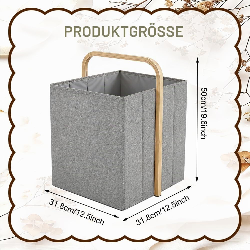 Faltbarer Wäschekorb 58L Faltbar,Hochbelastbar & Stabil aus 600D Oxford-Stoff | Schmutzabweisend, Kl