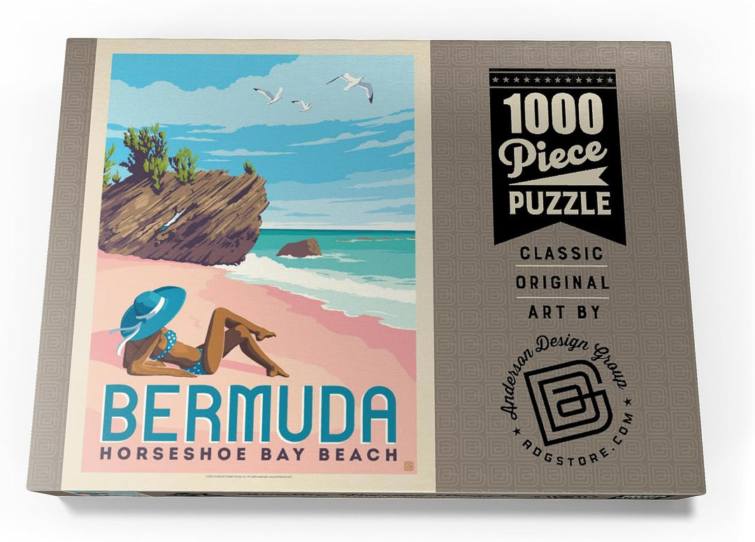 Bermuda: Horseshoe Bay Beach, Vintage Poster - Premium 1000 Teile Puzzle - MyPuzzle Sonderkollektion