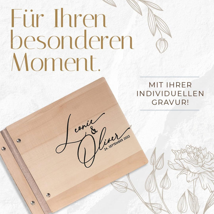 Hochzeitideal – Personalisierbares Gästebuch Hochzeit Tommi E13 mit 40 Seiten I Hochzeit Gästebuch a