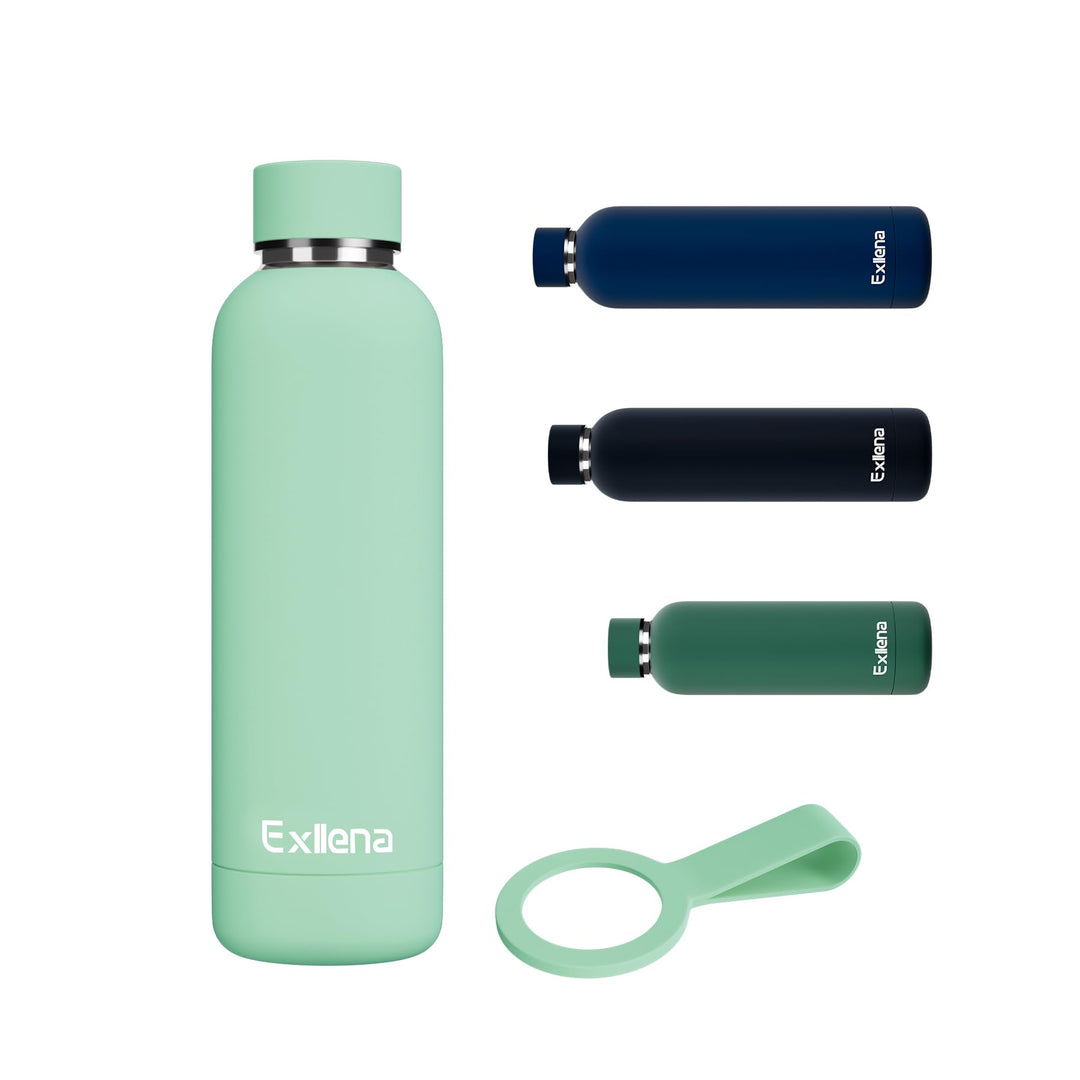 Exllena Trinkflasche Edelstahl 500ml - Hochwertige Thermosflasche Mit Silikongriff für Sport, Büro u