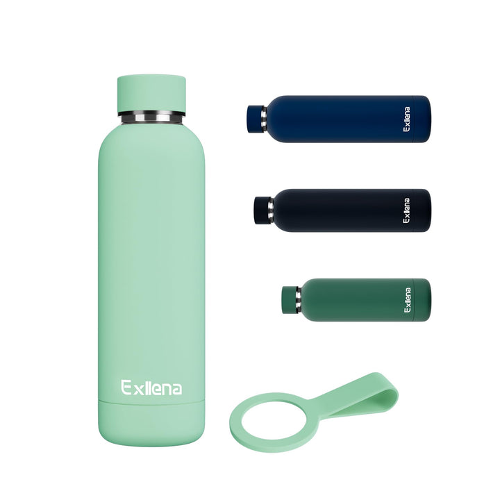 Exllena Trinkflasche Edelstahl 500ml - Hochwertige Thermosflasche Mit Silikongriff für Sport, Büro u