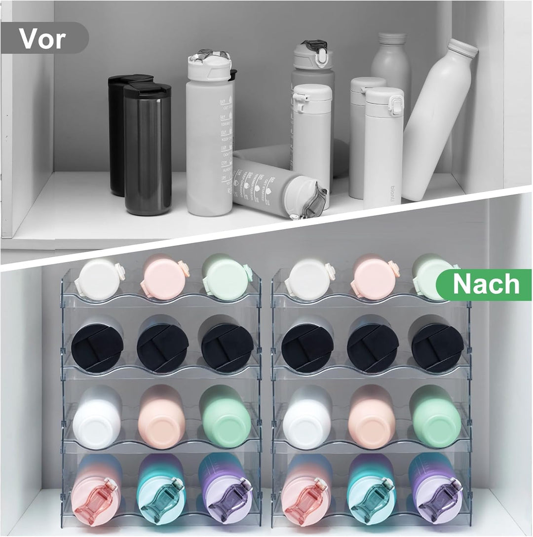 Stapelbarer Flaschenhalter für Kühlschrank, Schrank, Vorratskammer - Wasserflaschenhalter für Küchen