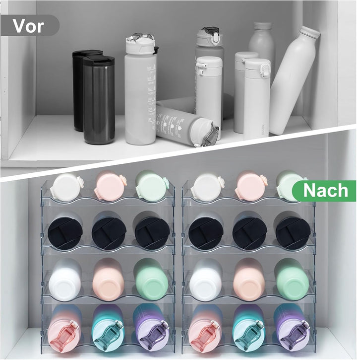 Stapelbarer Flaschenhalter für Kühlschrank, Schrank, Vorratskammer - Wasserflaschenhalter für Küchen