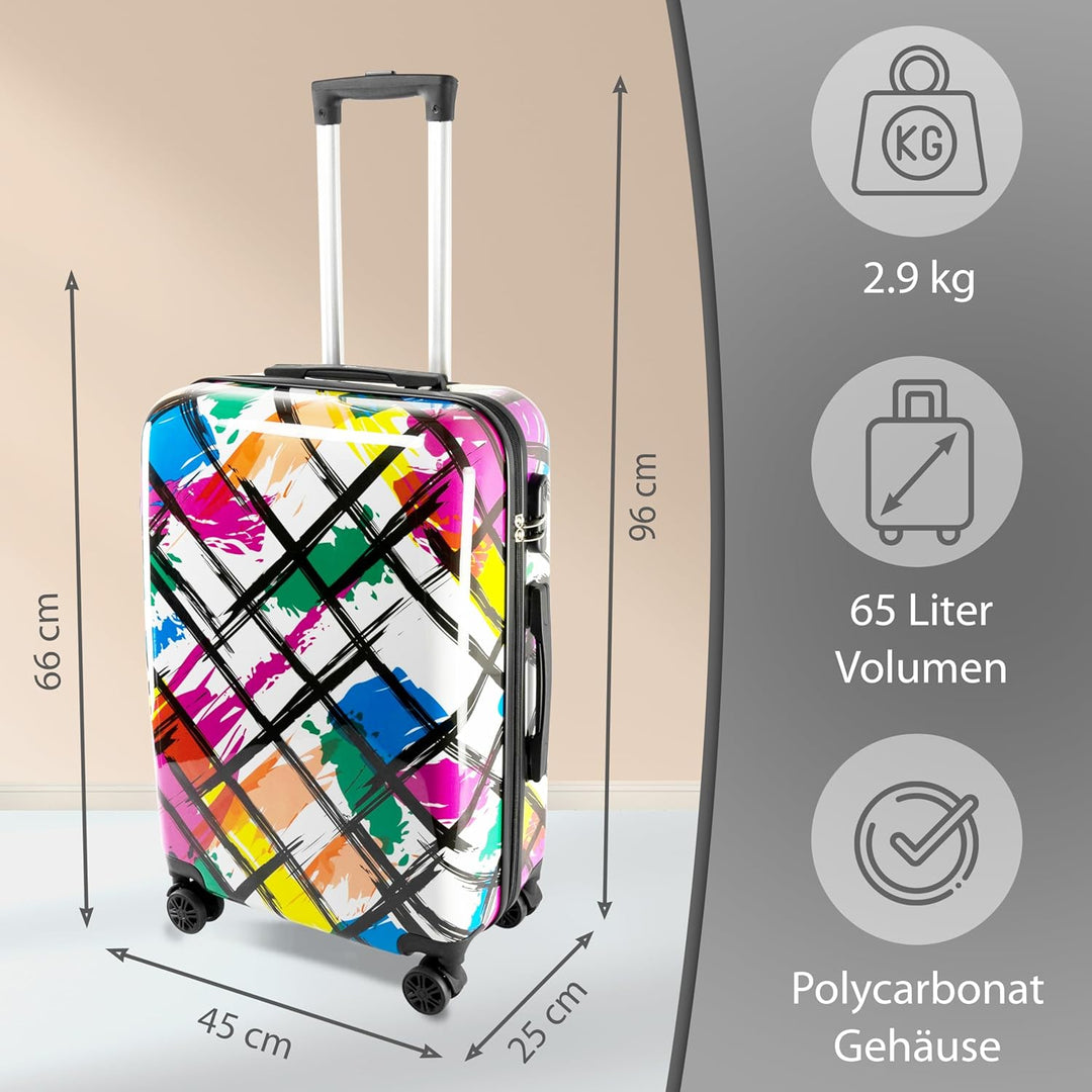 Xonic Design Reisekoffer - Hartschalen-Koffer mit 360° Leichtlauf-Rollen - hochwertiger Trolley mit