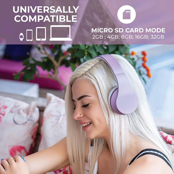 PowerLocus Bluetooth Over Ear Kopfhörer, Kabellose HiFi Stereo, Faltbare Kopfhörer mit Mikrofon, wei