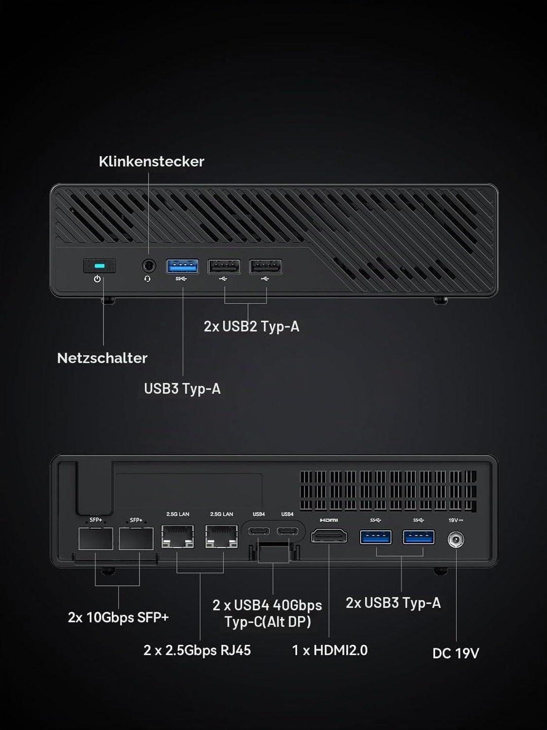MINIS FORUM MS-01 Mini Workstation, Intel Core i9-13900H (14C/20T, bis zu 5,4GHz), 64GB DDR5, 2TB SS