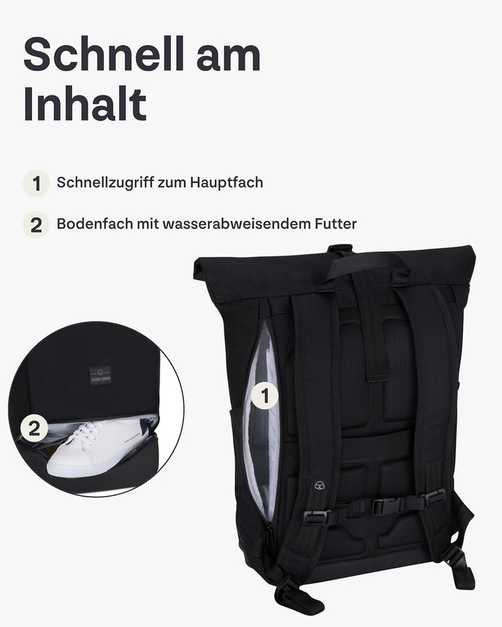Johnny Urban Rolltop Rucksack Damen & Herren Gross Schwarz - Allen Large - Laptop Backpack für Uni,