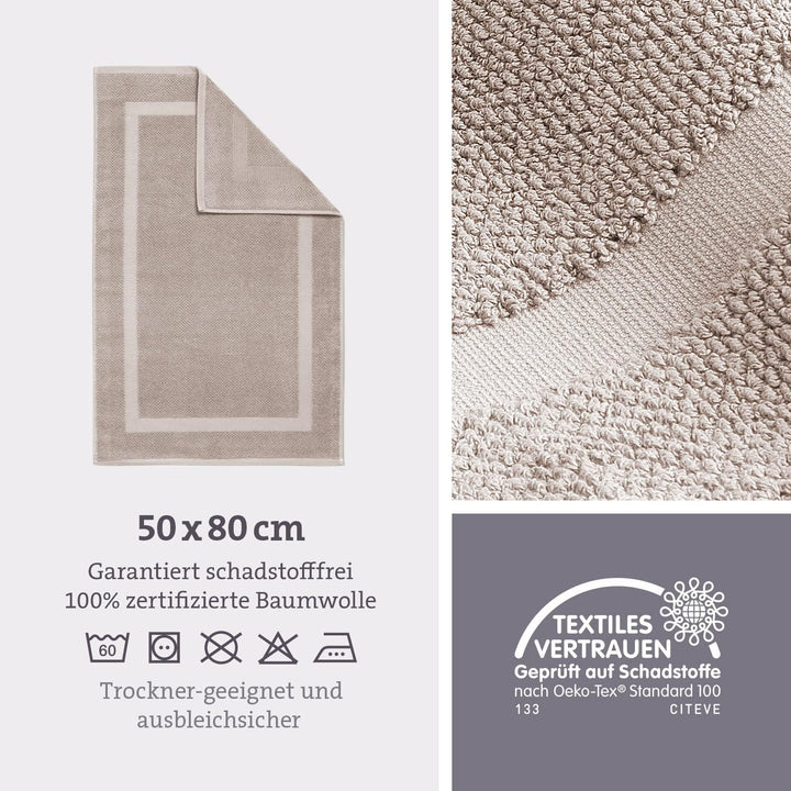 herzbach home Badvorleger Set 100% Baumwolle | Duschvorleger | 1.000 g/m² | Saugfähig | Waschbar (Sa