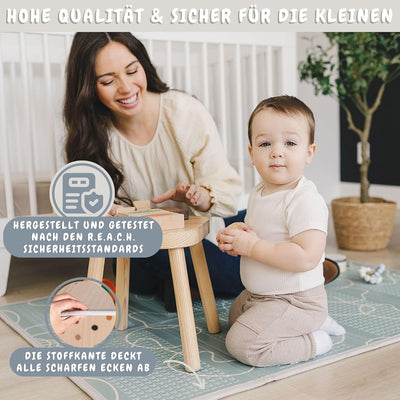 Bubba Bear Babymatte Kindermatte Baby Spielmatte 180x200x1cm, Wendefähige und ungiftige Dicke Faltba