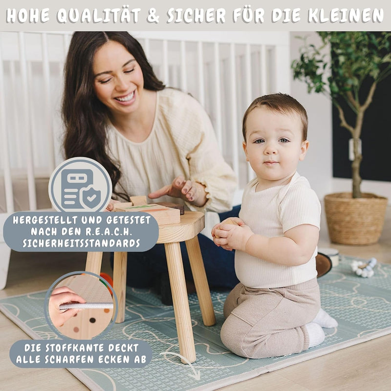 Bubba Bear Babymatte Kindermatte Baby Spielmatte 180x200x1cm, Wendefähige und ungiftige Dicke Faltba