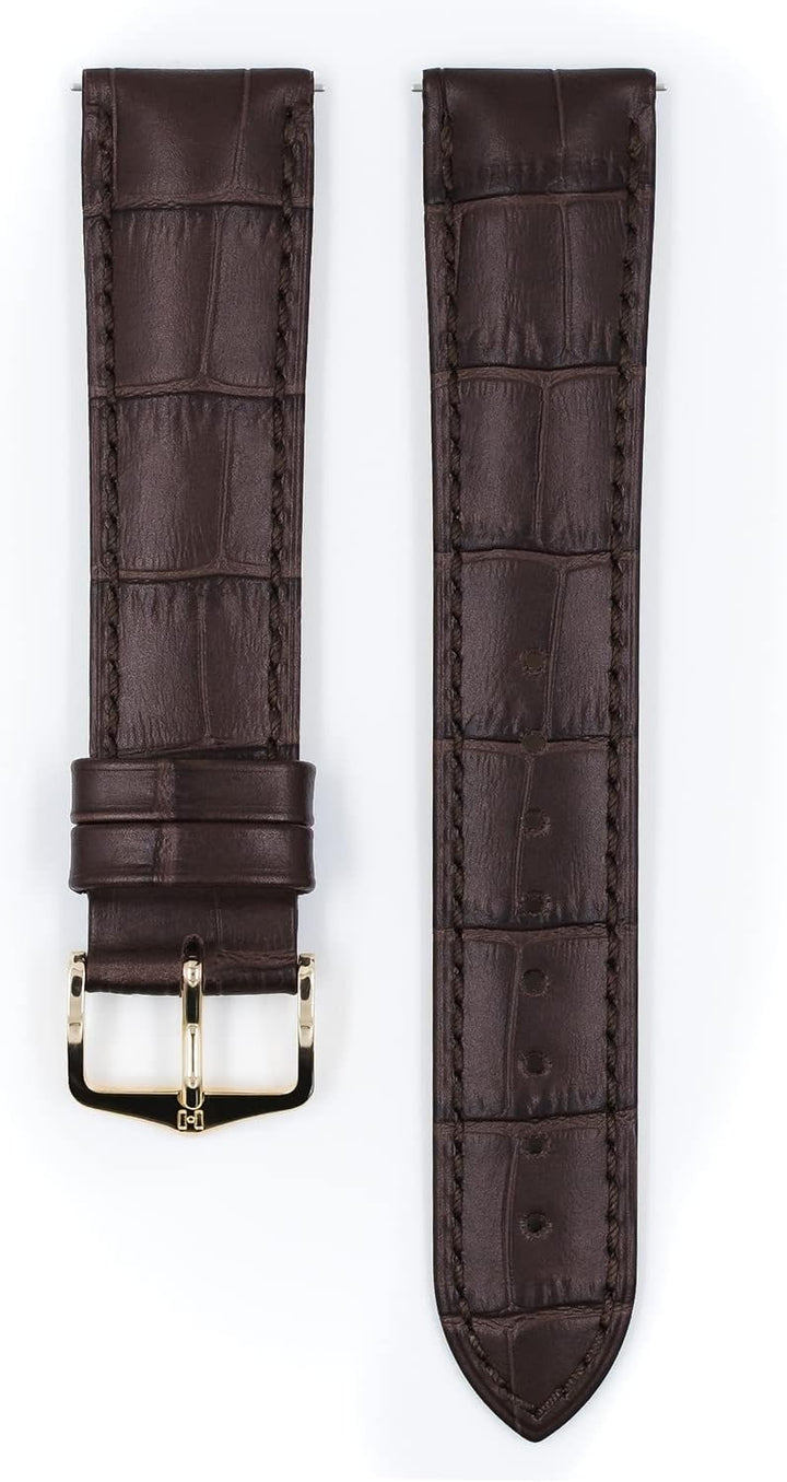 HIRSCH Uhren-Armband Duke - Uhr-Band aus italienischem Kalbs-Leder mit Alligator-Prägung - 12 bis 24