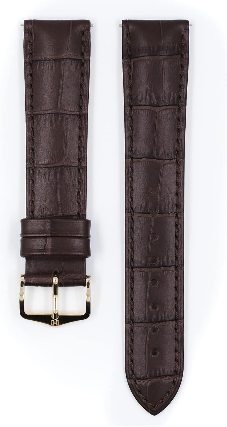 HIRSCH Uhren-Armband Duke - Uhr-Band aus italienischem Kalbs-Leder mit Alligator-Prägung - 12 bis 24
