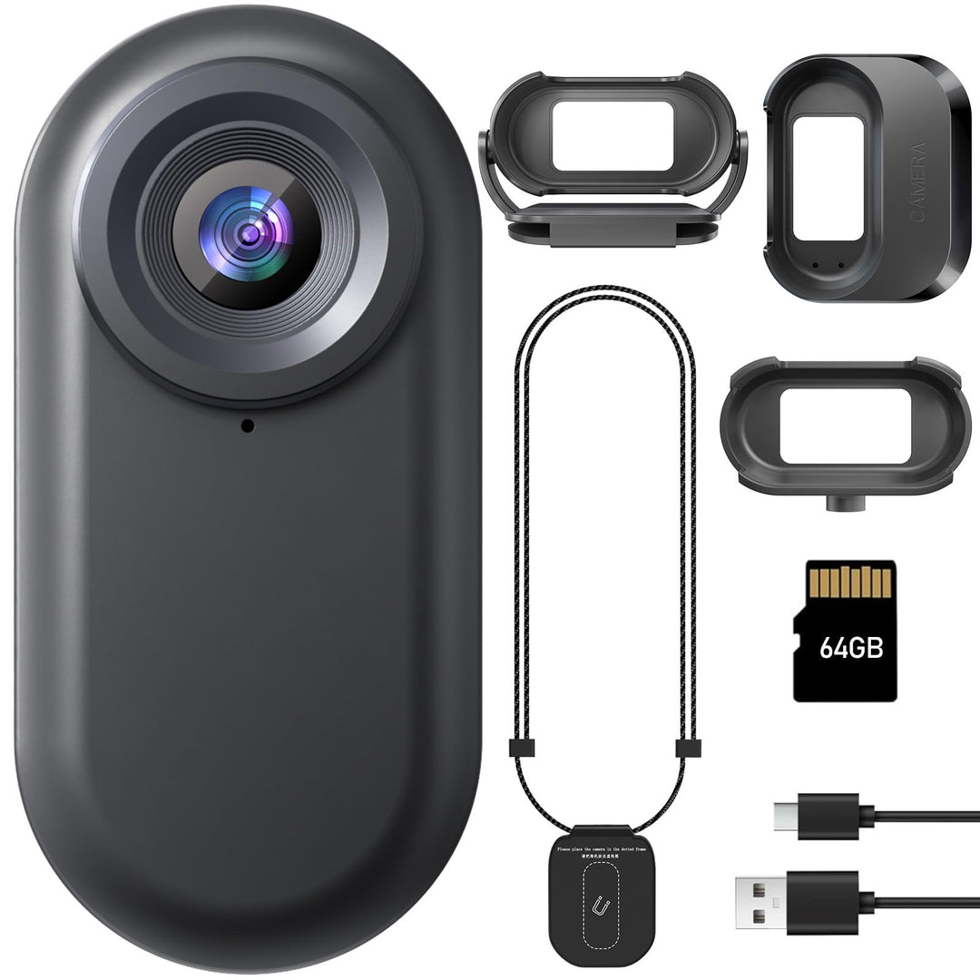Mini Action Cam, 64GB Tragbare Sportkamera und Magnetische Ladebox mit 1150mAh Batterie, 1080P Klein