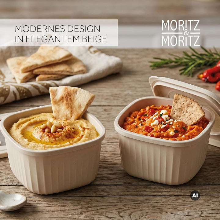 Moritz &amp; Moritz Vorratsdosen 4er Set luftdicht mit Deckel quadratisch creme