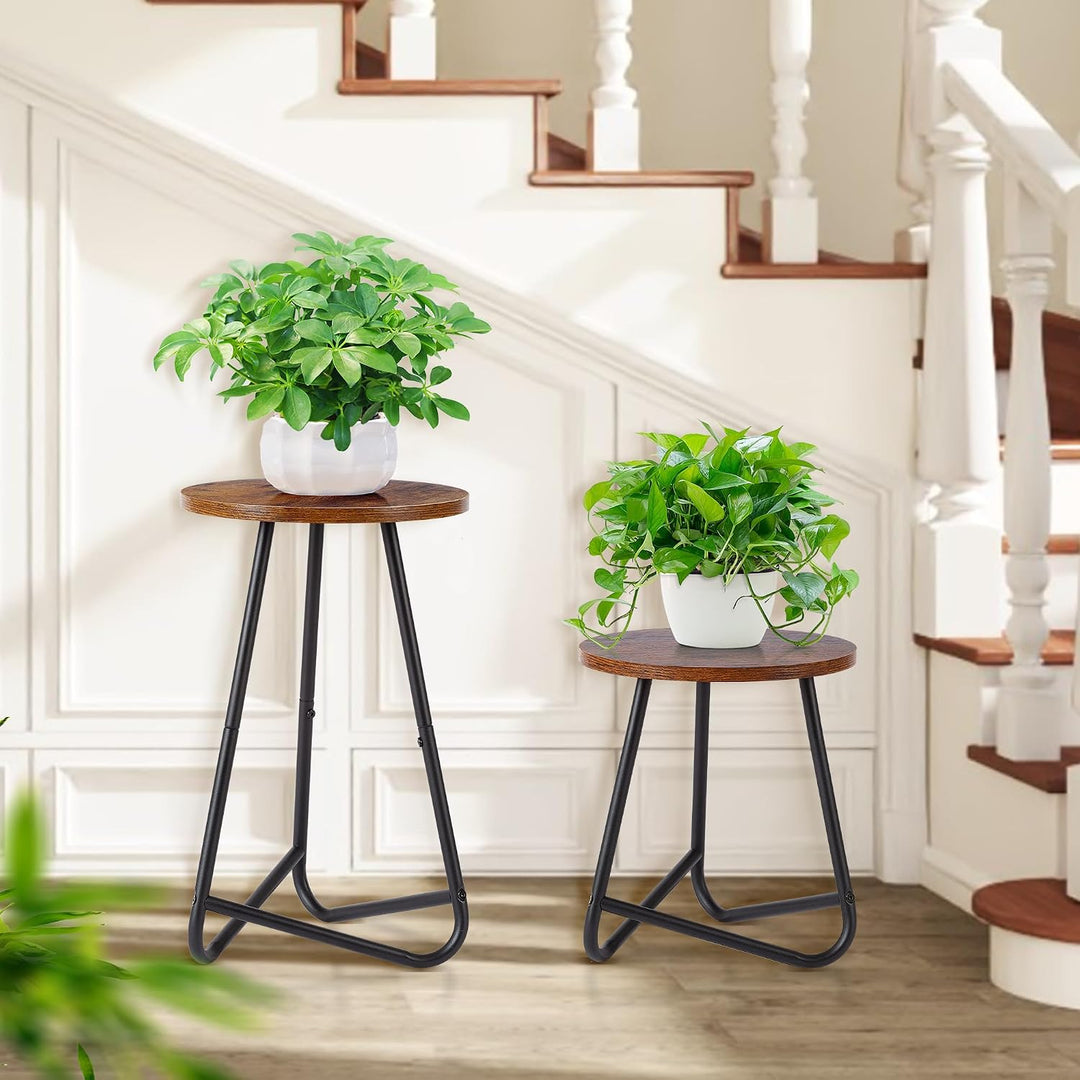 HDANI Rund Pflanzenständer,Blumenständer,Pflanzenregal aus Holz und Metall,Modernes Regal für Zimmer