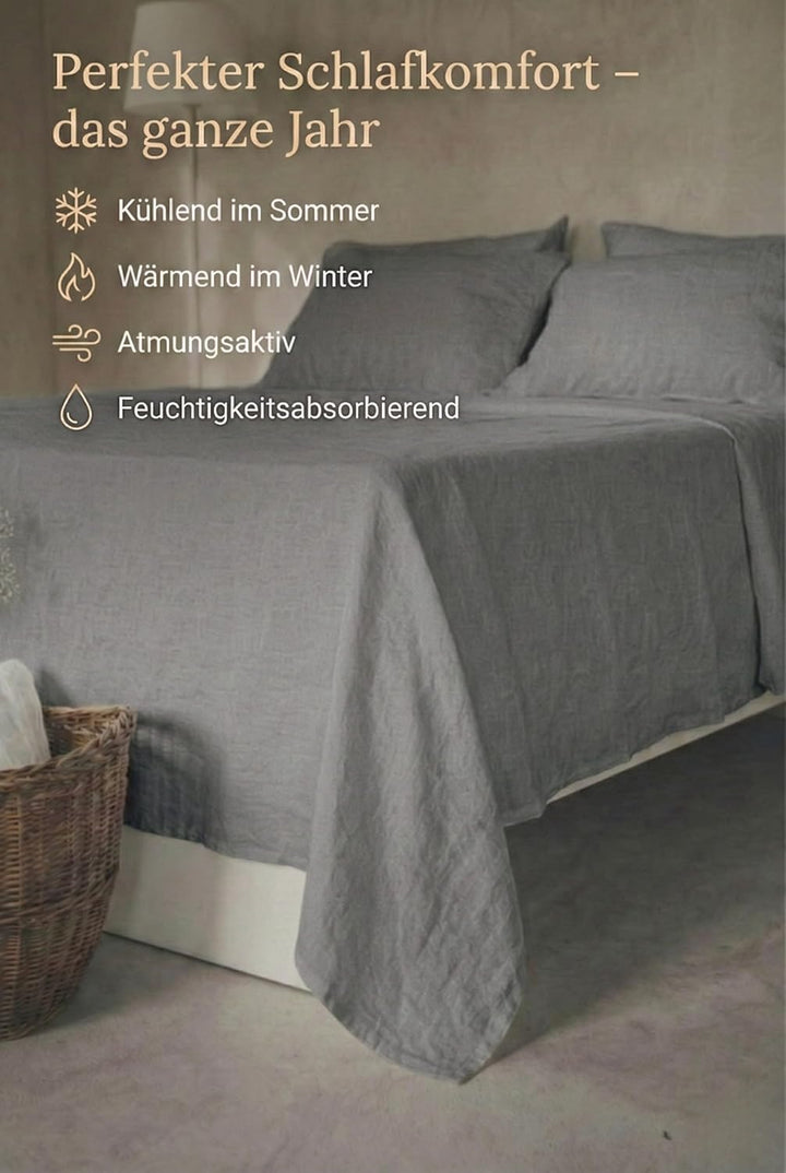 Ger3as Leinen Bettlaken ohne Gummi 100% Stonewashed Natürlich Leinen Laken Überwurf Leinen Gewaschen