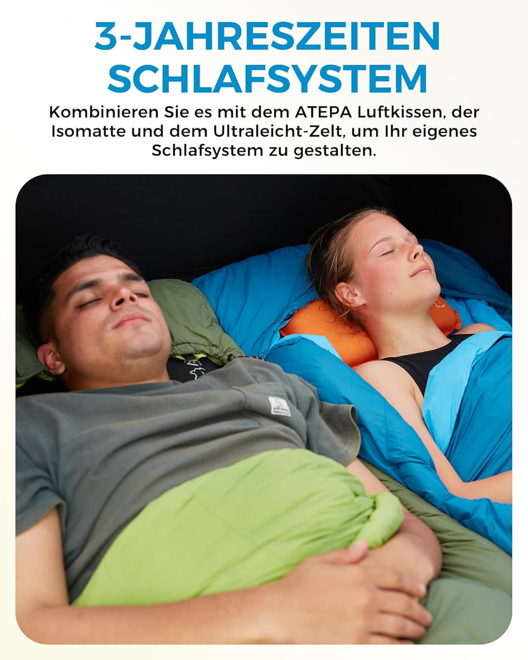 ATEPA Ultraleichter Daunenschlafsack 650/700FP, 3-Jahreszeiten (12°C / 6°C / -1°C), Leicht & Kompakt