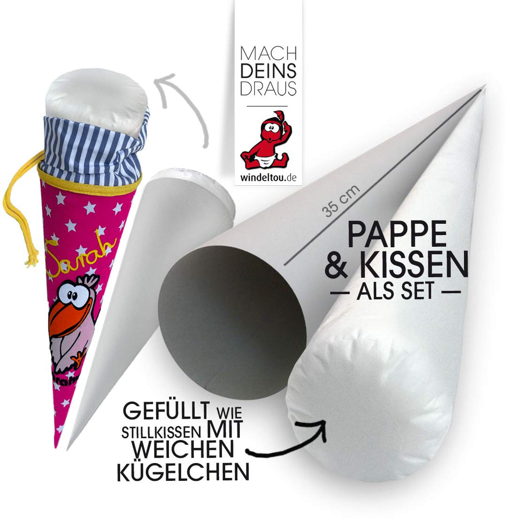 35 cm Geschwisterschultüten-Nähset aus hochwertigem Stoff | Inklusive Anleitung, Stoffen, Bändern, B