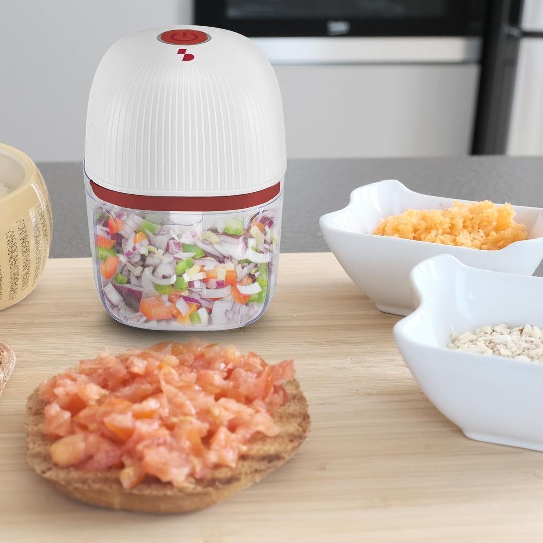 BEPER P102ROB051 Wiederaufladbarer Mini-Zerkleinerer, 350 ml, kabelloser Zerkleinerer mit 3 Klingen