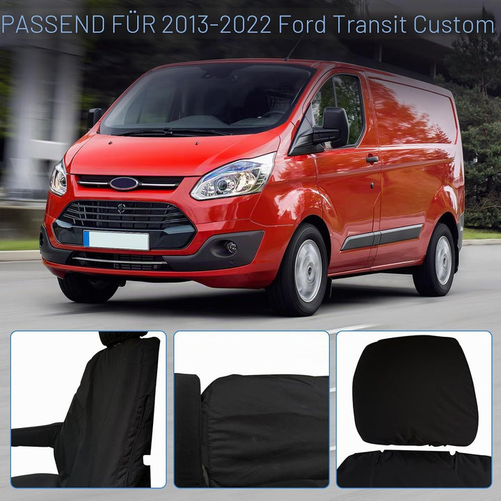 Soekodu Sitzbezüge kompatibel mit Ford Transit Custom 2013-2022 (3 Sitzer), 8er-Set Wasserdichter Vo
