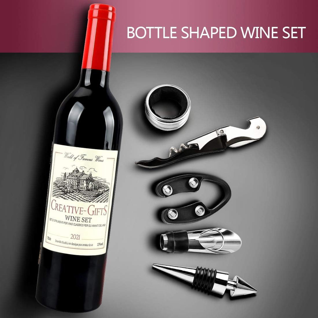 ZBPASL Weinflasche Geformt Korkenzieher Set,Weinöffner,Wein Sommelier Sets mit Flaschenöffner,Weinve