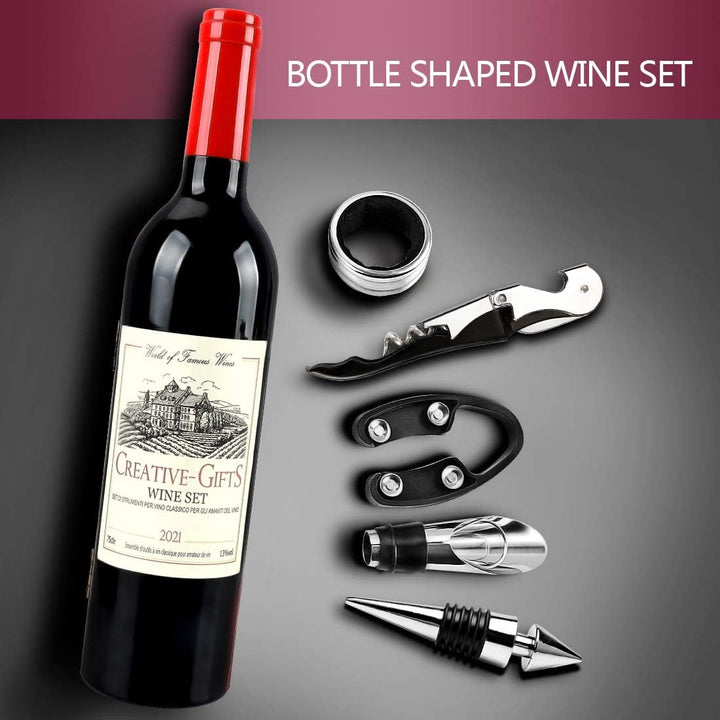 ZBPASL Weinflasche Geformt Korkenzieher Set,Weinöffner,Wein Sommelier Sets mit Flaschenöffner,Weinve