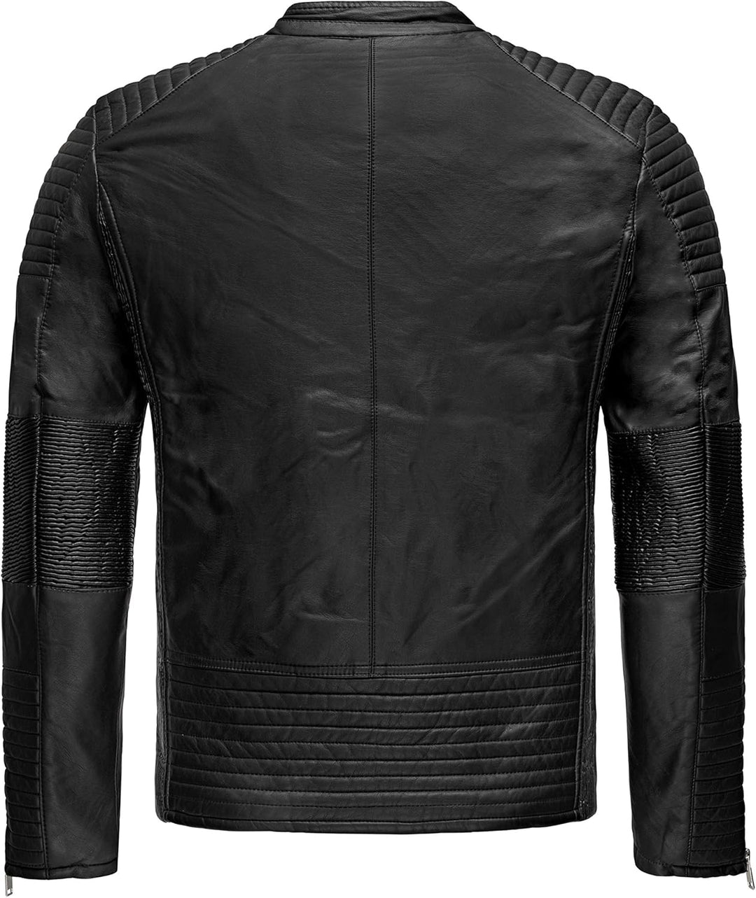 Herren Lederjacke Kunstleder Bikerjacke Übergangsjacke Brooklyn Slim Fit Schwarz M Schwarz, M Schwar