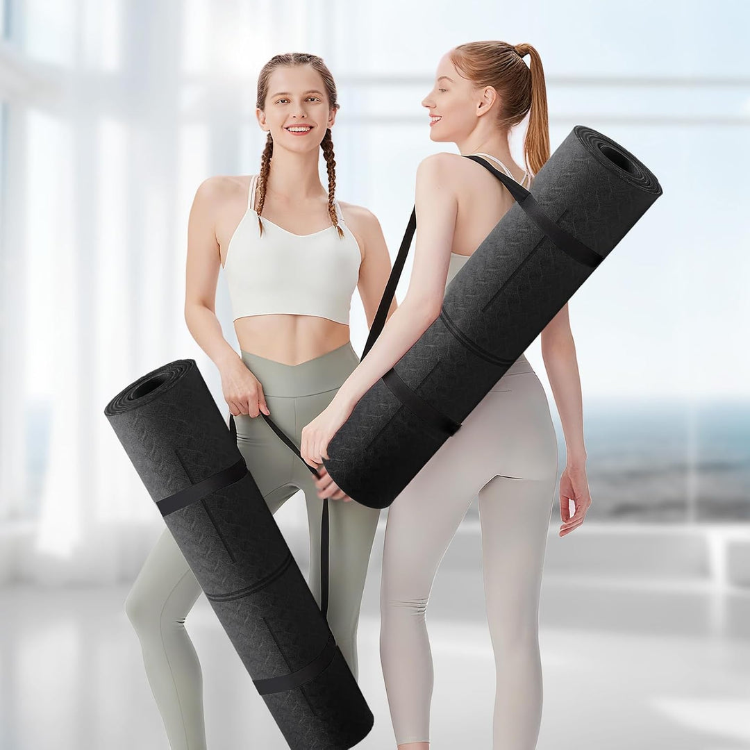 Yogamatte aus ECO Naturkautschuk & Hhautfreundlichem TPE, Extrem Rutschfest, Ausrichtungslinien, Ein