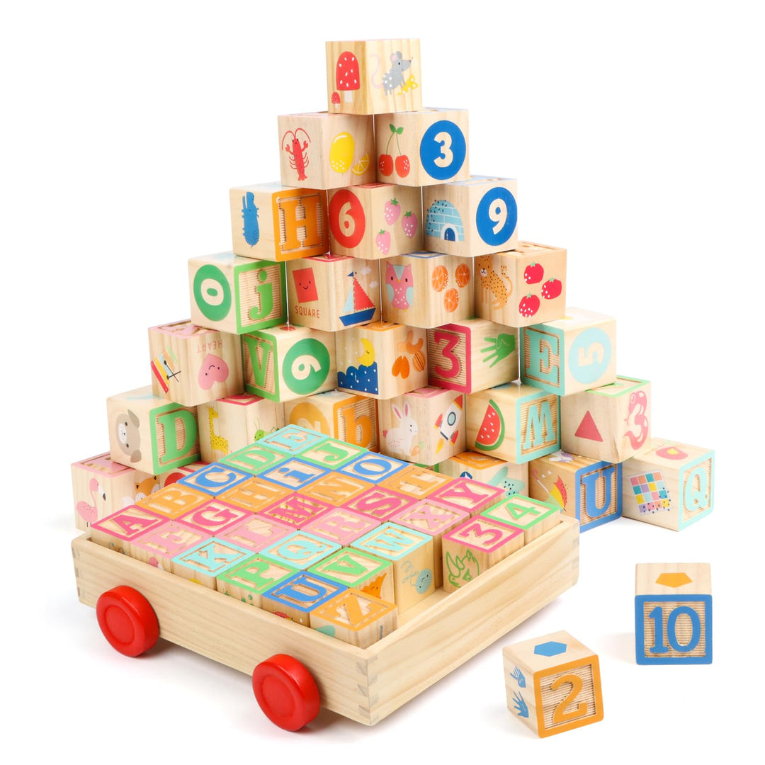 KABENFIS Holz ABC Block Cart Lernspielzeug für Kinder