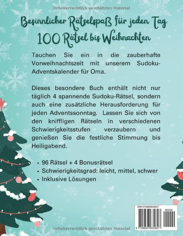 Sudoku Adventskalender für die beste Oma: Besinnlicher Rätselspass für jeden Tag. 100 Rätsel bis Wei