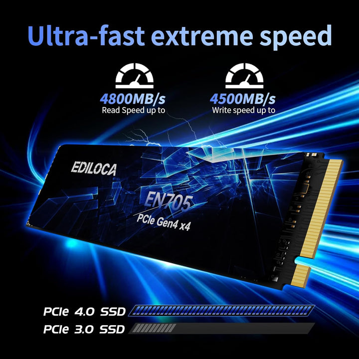 Ediloca EN705 SSD 2TB NVMe SSD M.2 PCIe Gen4, Interne SSD, 3D NAND TLC, bis zu 4800 MB/s, internes S