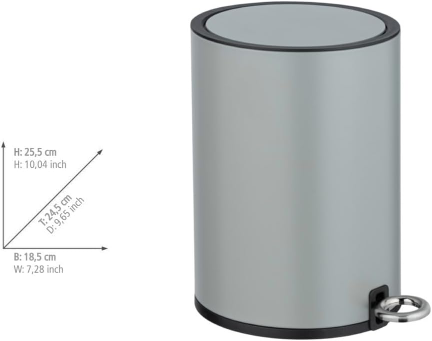 WENKO Kosmetikeimer Monza 3 Liter, Bad Treteimer mit Easy-Close Absenkautomatik, integrierter Müllbe