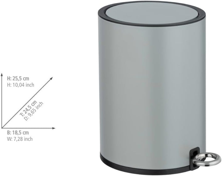WENKO Kosmetikeimer Monza 3 Liter, Bad Treteimer mit Easy-Close Absenkautomatik, integrierter Müllbe