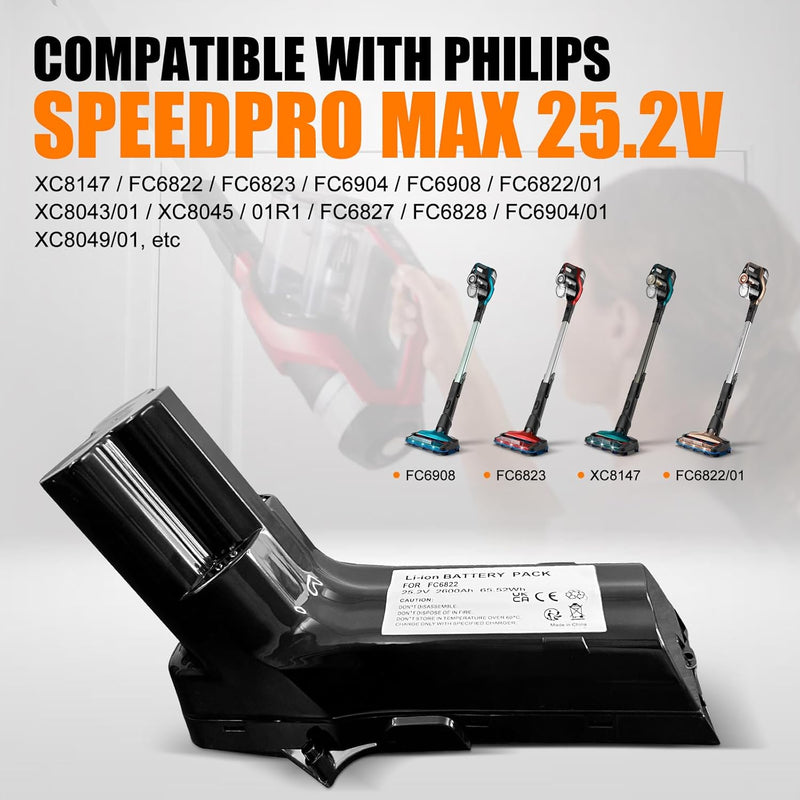 25.2V Akku für Philips Staubsauger,Kompatible mit Philips SpeedPro Max Aqua,SpeedPro Max Stick,XC704