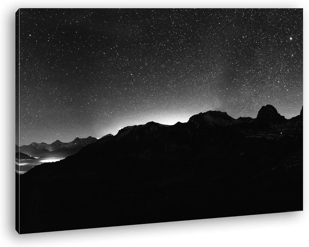 deyoli hellerleuchteter Nachthimmel Format: 100x70 Effekt: Schwarz/Weiss als Leinwand, Motiv fertig