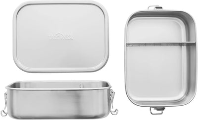 Tatonka Edelstahl Brotdose Lunch Box 2 Lock (800 ml / 1000ml) - Brotbox mit Unterteilung und Bügelve