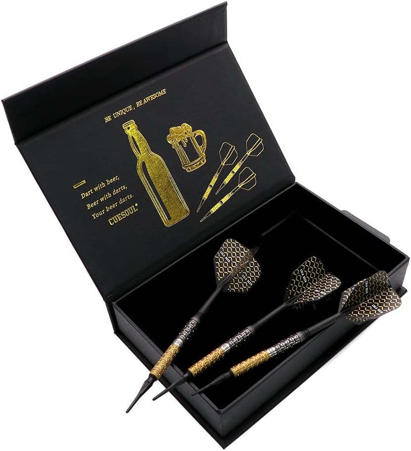 CUESOUL Soft Tip 90% Tungsten Dart Set mit Ölfarbe Finish und ROST Flights 19g cola-bier, 19g cola-b