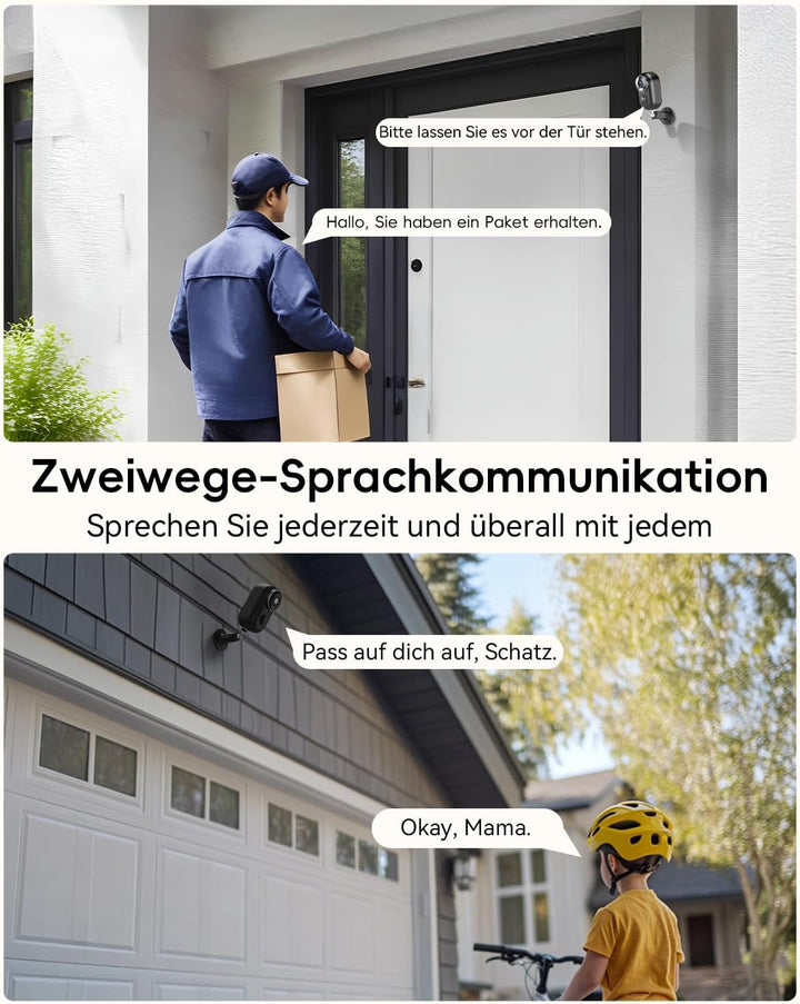 Überwachungskamera Aussen Akku, ZUMIMALL Kamera Überwachung WLAN, Kabellose Überwachungskamera Ausse
