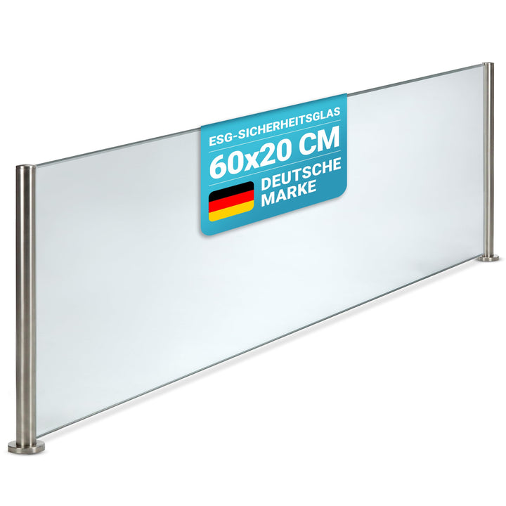 Spritzschutz Protect Herd Kochinsel Edelstahl mit Glasplatte 60cm Breite, 60cm