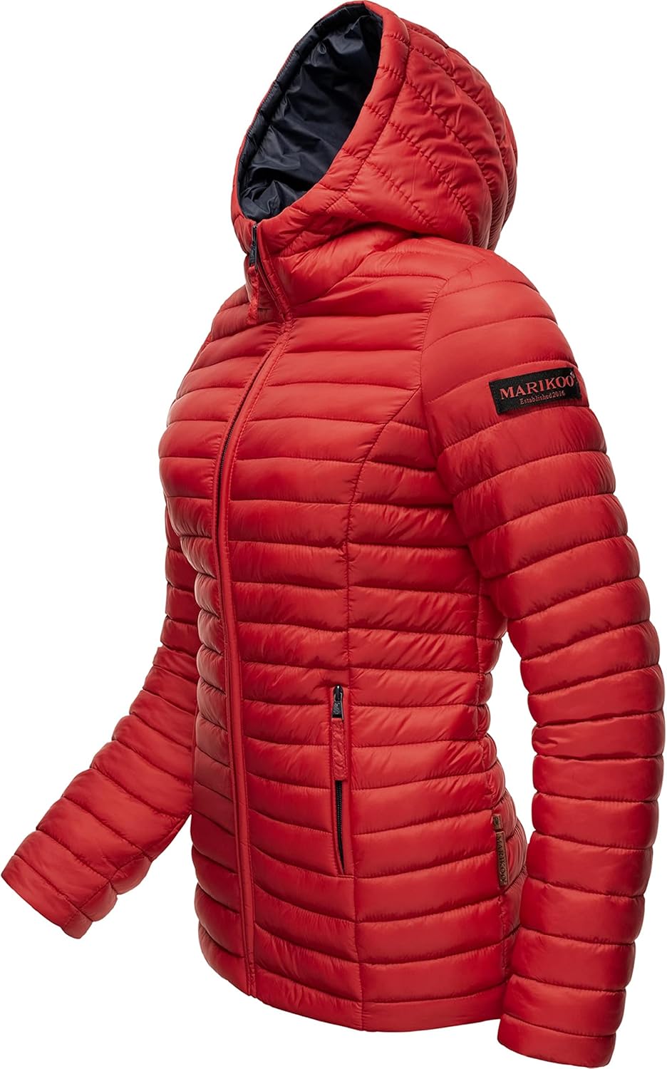 MARIKOO Damen leichte Übergangsjacke Steppjacke mit Kapuze Asraa XS-3XL XS Rot, XS Rot