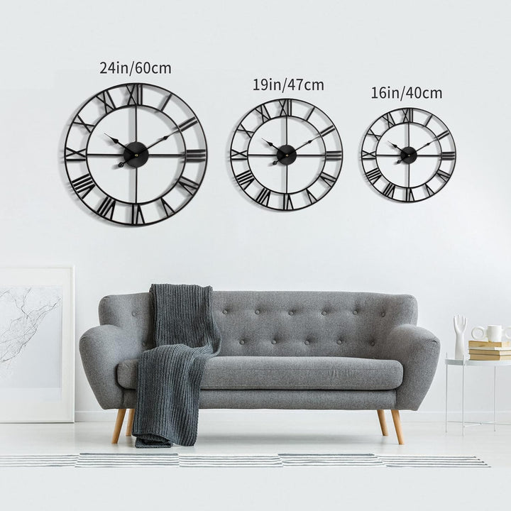 Grosse moderne Metall-Wanduhren, rustikal, rund, fast geräuschlos, kleines Ticken, batteriebetrieben